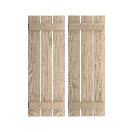 Rustic Three Board Spaced Board-n-Batten Rough Sawn Faux Wood Shutters, 17 1/2W X 30H